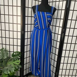 Emma & Michele Vibrant Blue Striped Jumpsuit